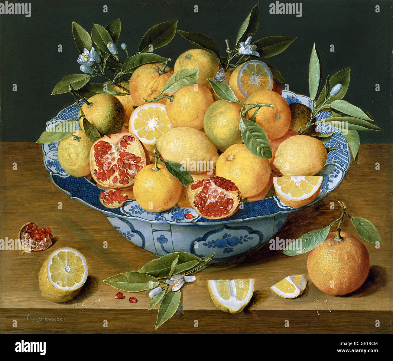 Jacob van Hulsdonck, Still Life with Lemons, Oranges and a Pomegranate. Circa 1620-1640. Oil on panel. The J. Paul Getty Museum, Stock Photo