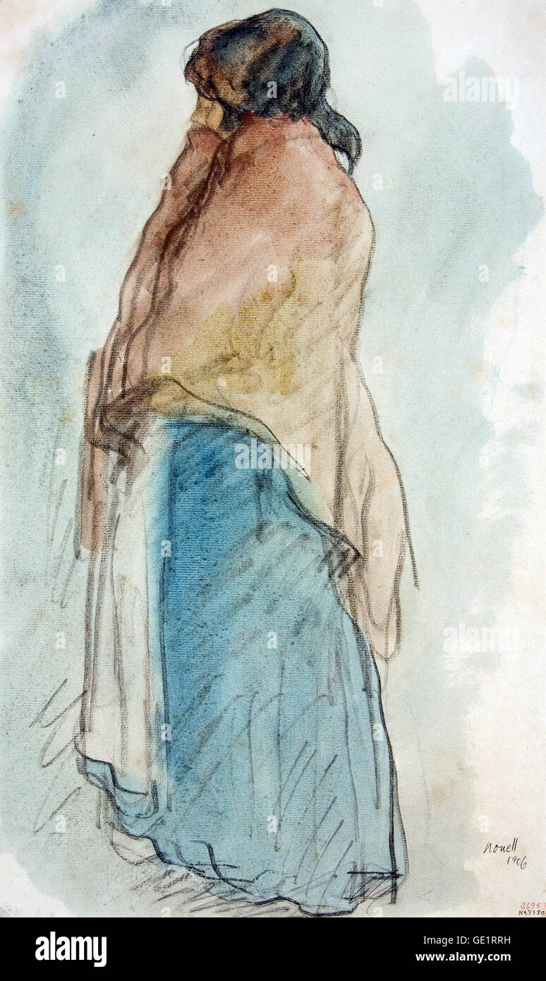 Isidre Nonell, Pitcher Woman 1906 Drawing, pencil and watercolor on paper. Museu Nacional d'Art de Catalunya, Barcelona, Spain. Stock Photo