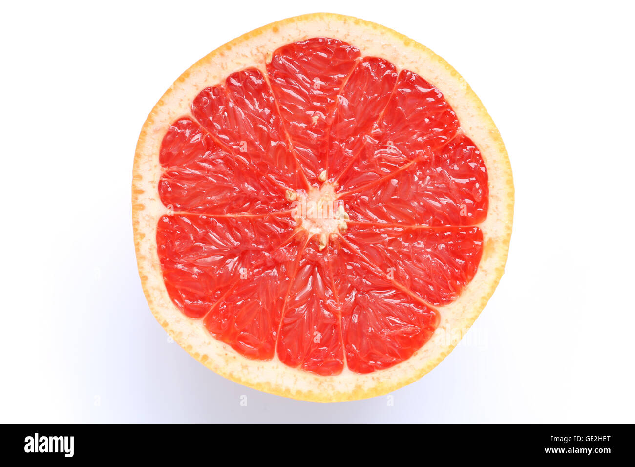 pink grapefruit slice isolated Stock Photo