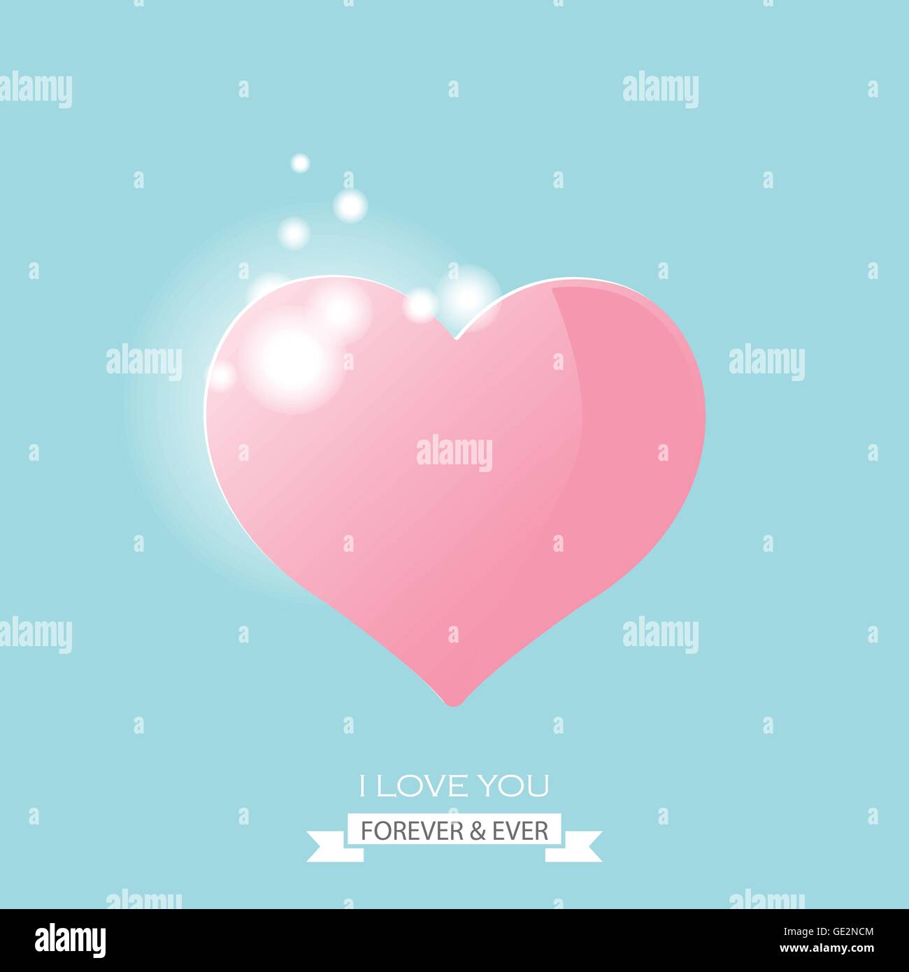 Symbol of love on sweet blue background, greeting card, Flat design ...