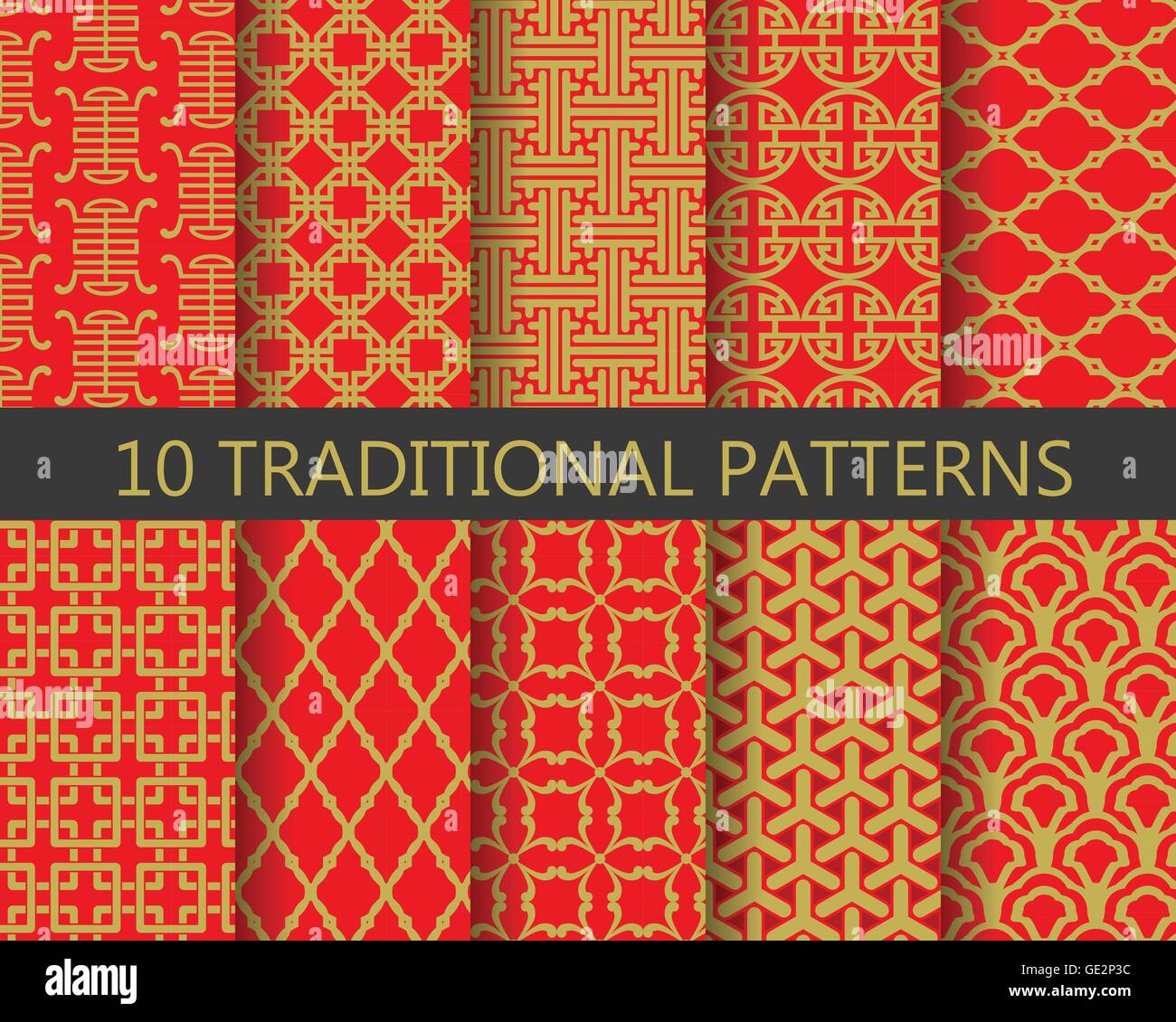 10 different traditional chinese patterns. Endless texture can be used ...