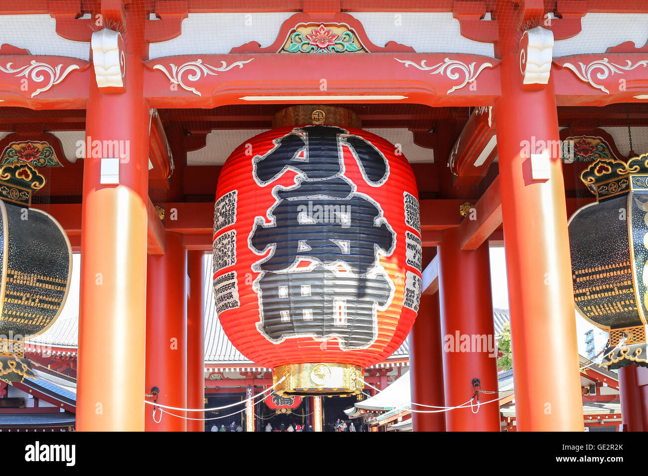 Kaminarimon in Tokyo Japan at temple of Senso-Ji in colorful district Asakusa east part of japanese modern capital - Religion Stock Photo