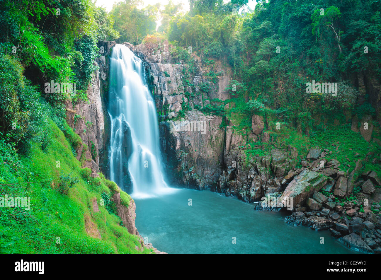 Beautiful deep forest waterfall at Haew narok waterfall, khao yai national park, Thailand Stock Photo