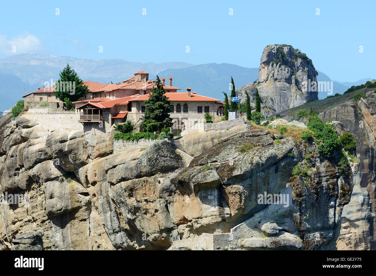 View on the Monastery of Holy Trinity, Meteora,  Greece Stock Photo