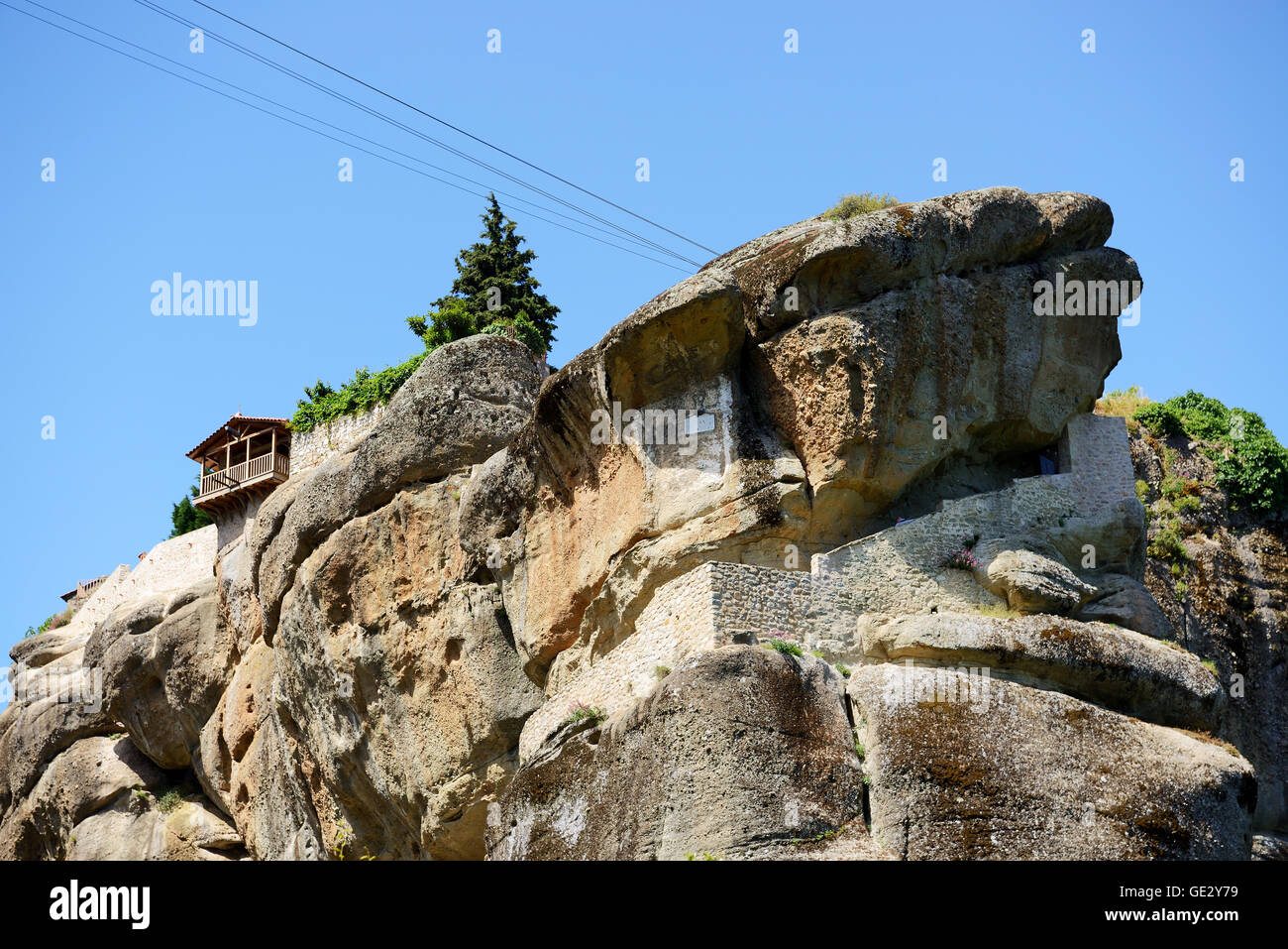 View on the Monastery of Holy Trinity, Meteora,  Greece Stock Photo