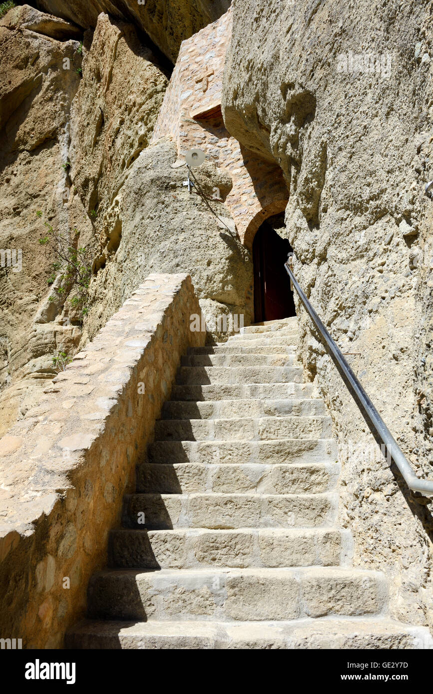 The stairs to Monastery of Holy Trinity, Meteora,  Greece Stock Photo