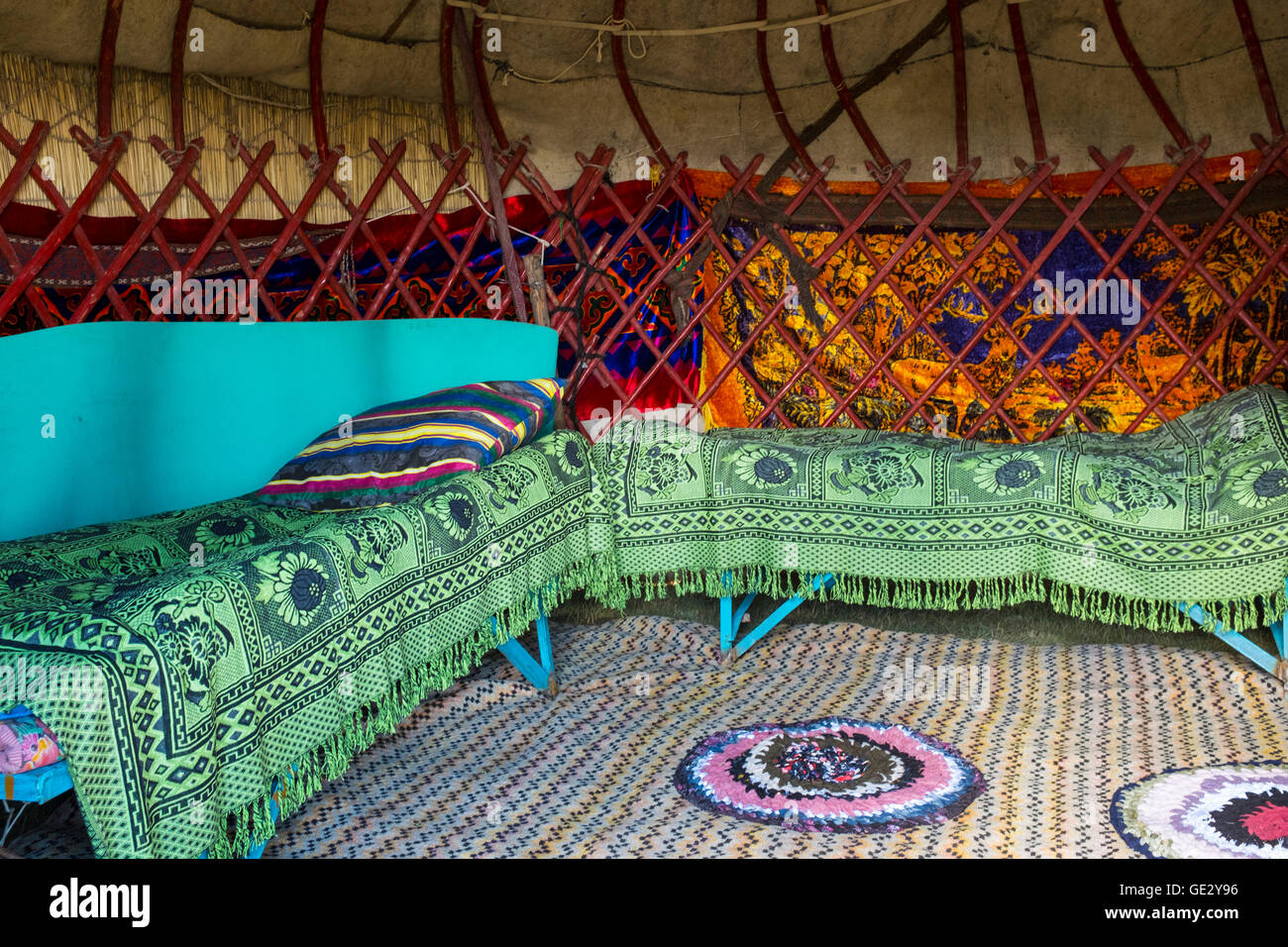 inside of yurt Stock Photo