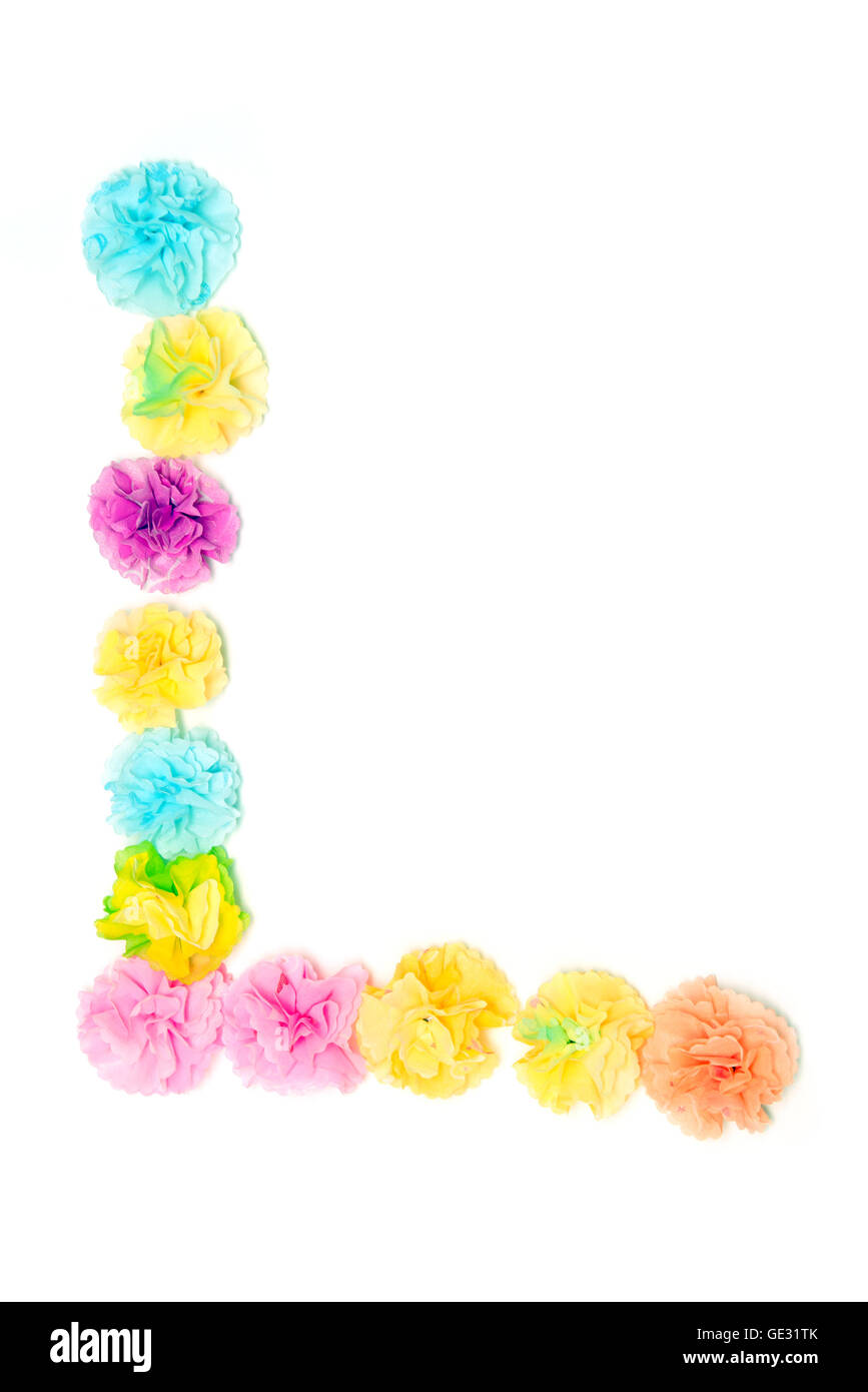 Colorful paper craft work of flowers as alphabet Stock Photo