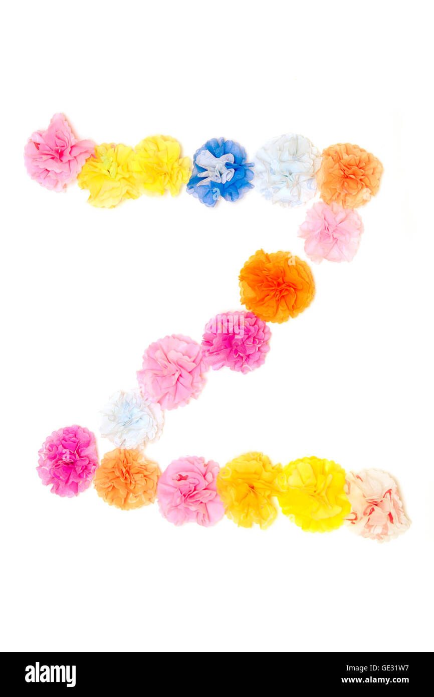Colorful paper craft work of flowers as alphabet Stock Photo