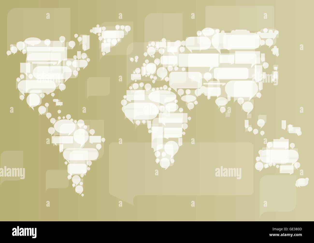 Globalization concept of business and communication vector background concept made of World map and speech bubbles Stock Vector