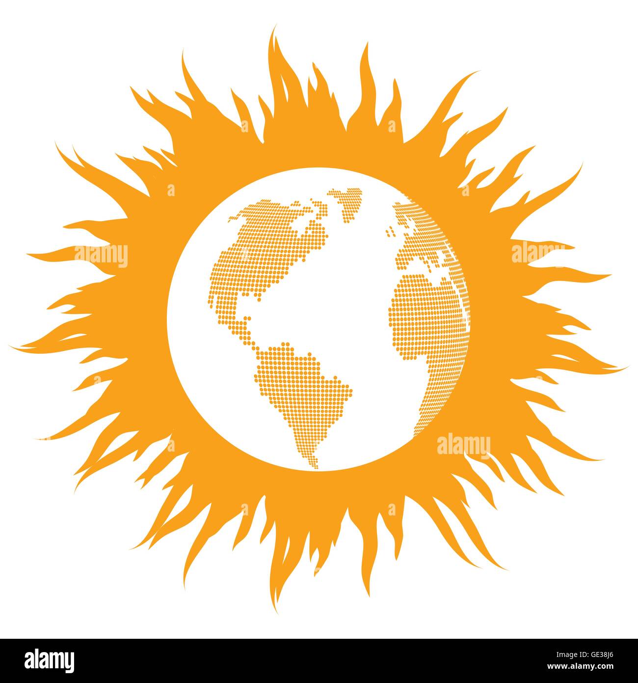 Global warming concept with burning globe like sun vector background concept Stock Vector