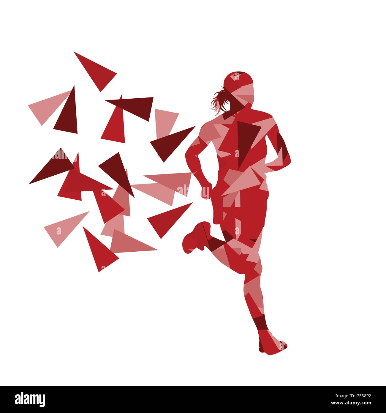 Marathon runner abstract vector background concept made of fragments