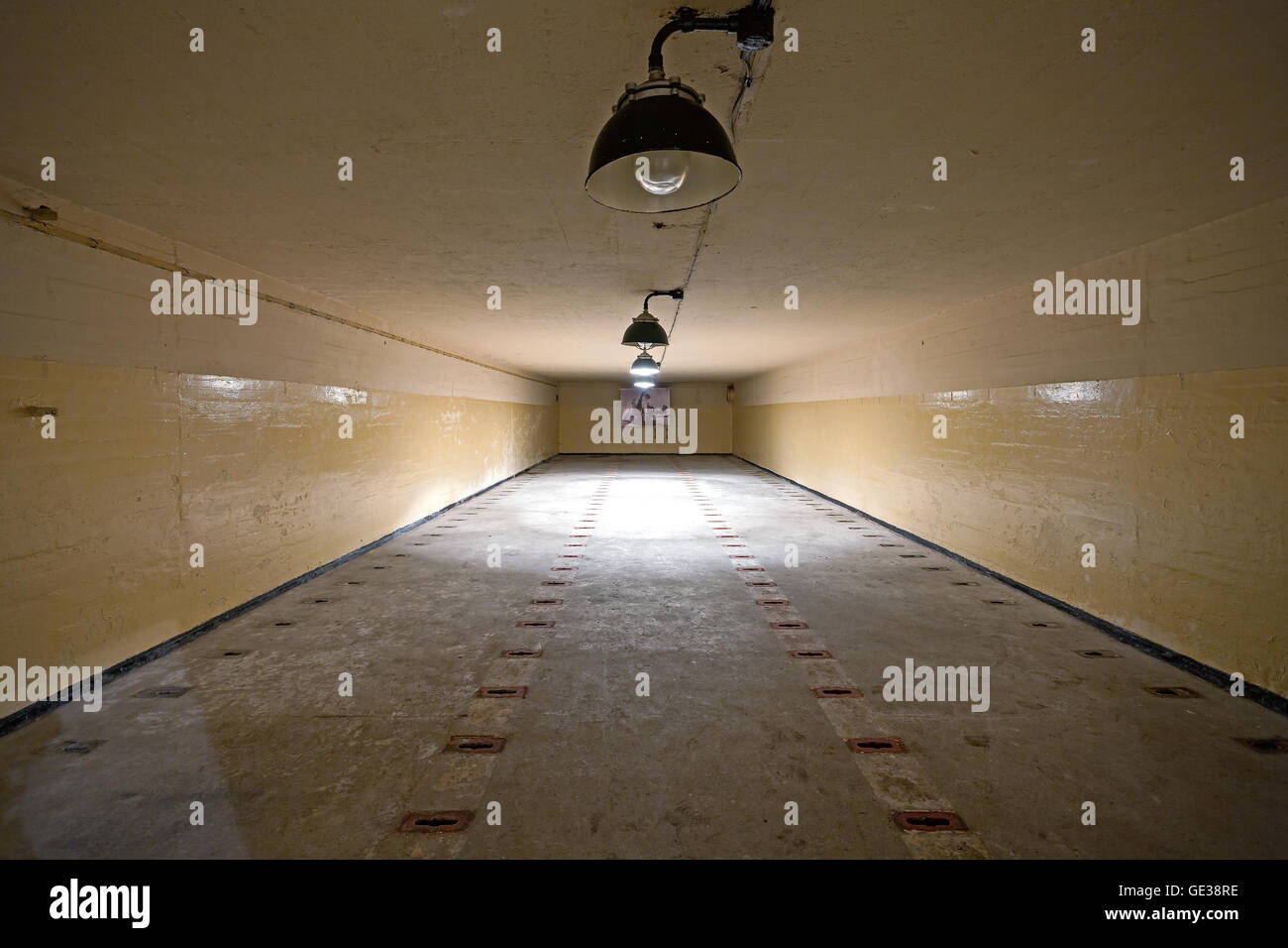 Podborsko, Poland - November 29, 2014: Nuclear warheads storage room in Soviet nuclear weapon bunker. During the Cold War, three Stock Photo