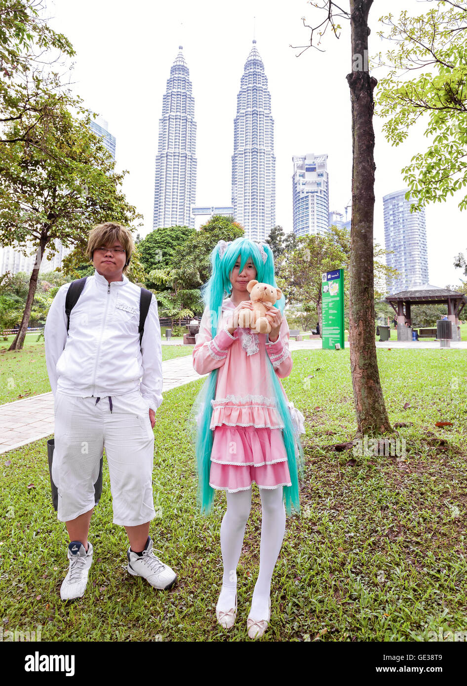 Young participants of the 2014 Comic Fiesta in front of Kuala Lumpur Convention Centre. Stock Photo