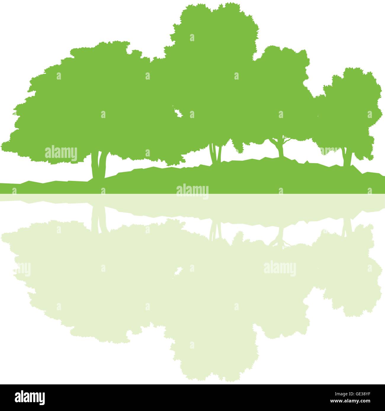 Forest trees wild nature silhouettes landscape illustration background ...
