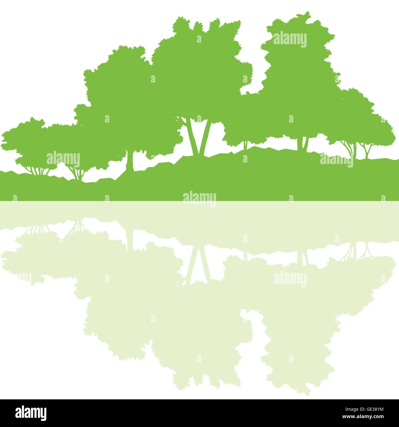 Forest trees wild nature silhouettes landscape illustration background ...
