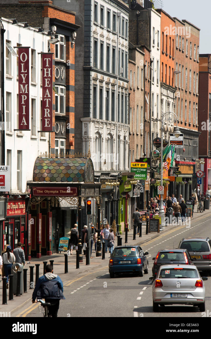 Ireland, Dublin, Dame Street, Olympia Theatre and shops Stock Photo