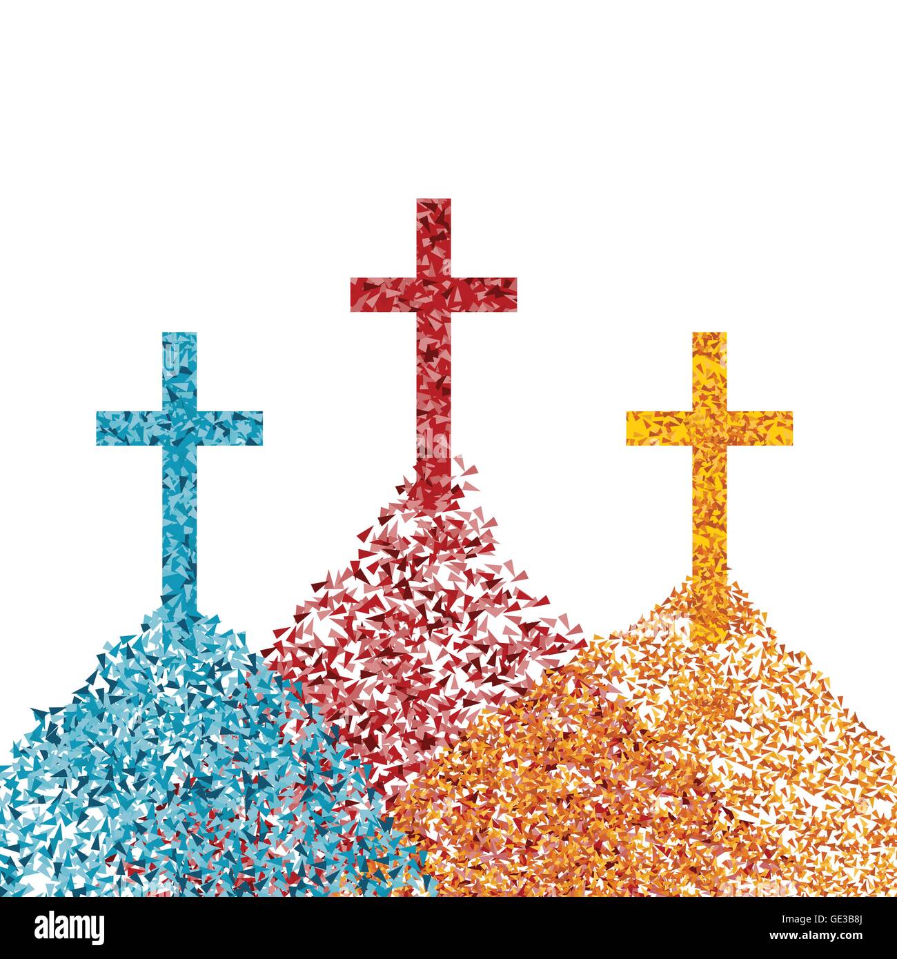 Cross vector background concept made of fragments cloud for poster