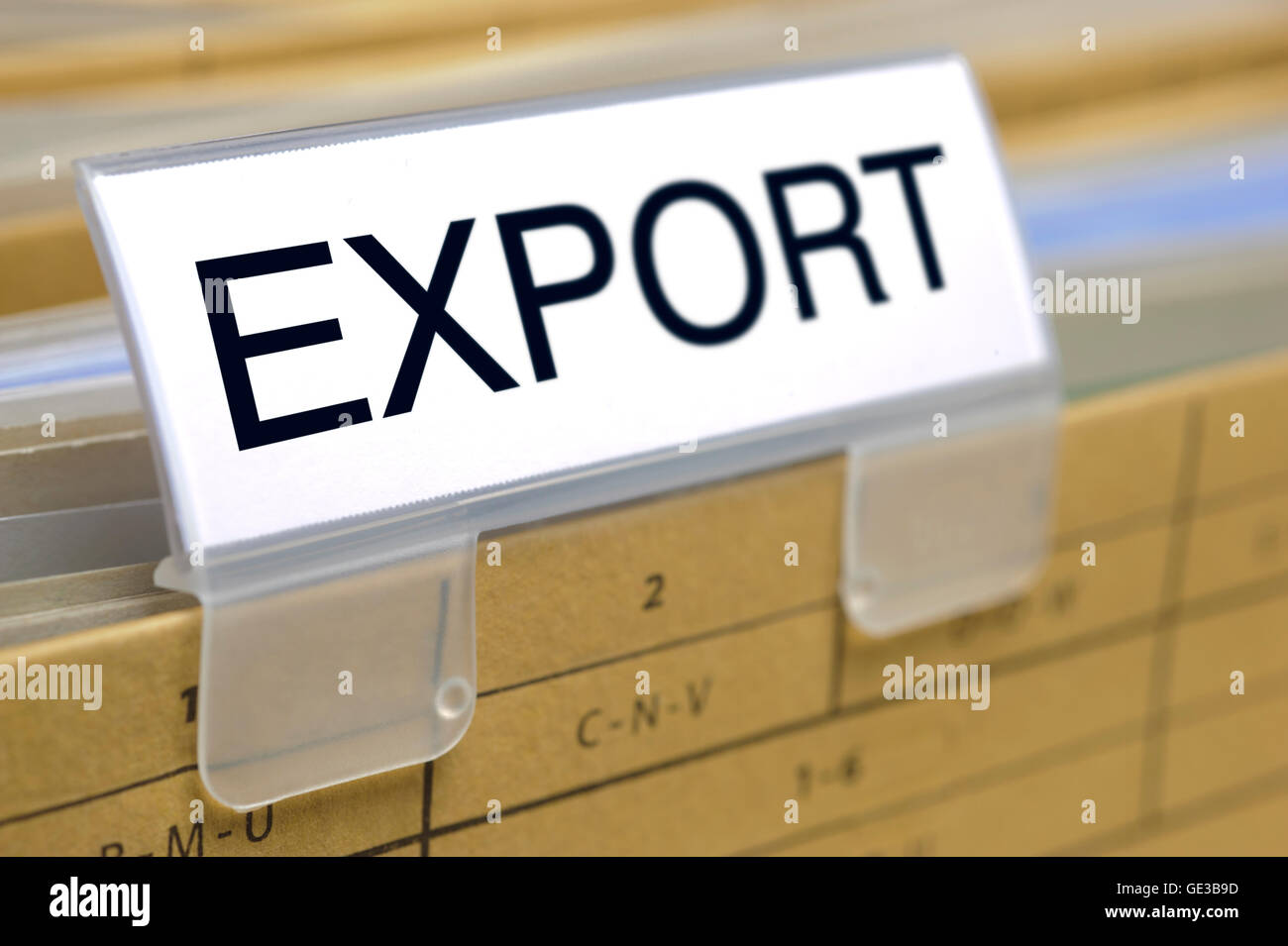 export printed on file folder for documents Stock Photo