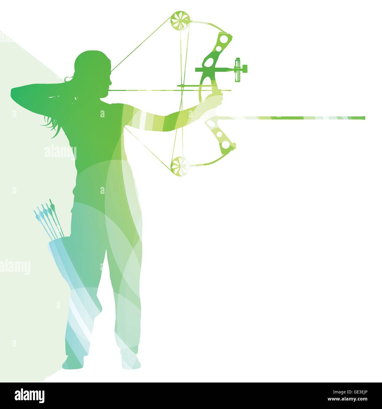 Archer training bow man silhouette illustration vector background