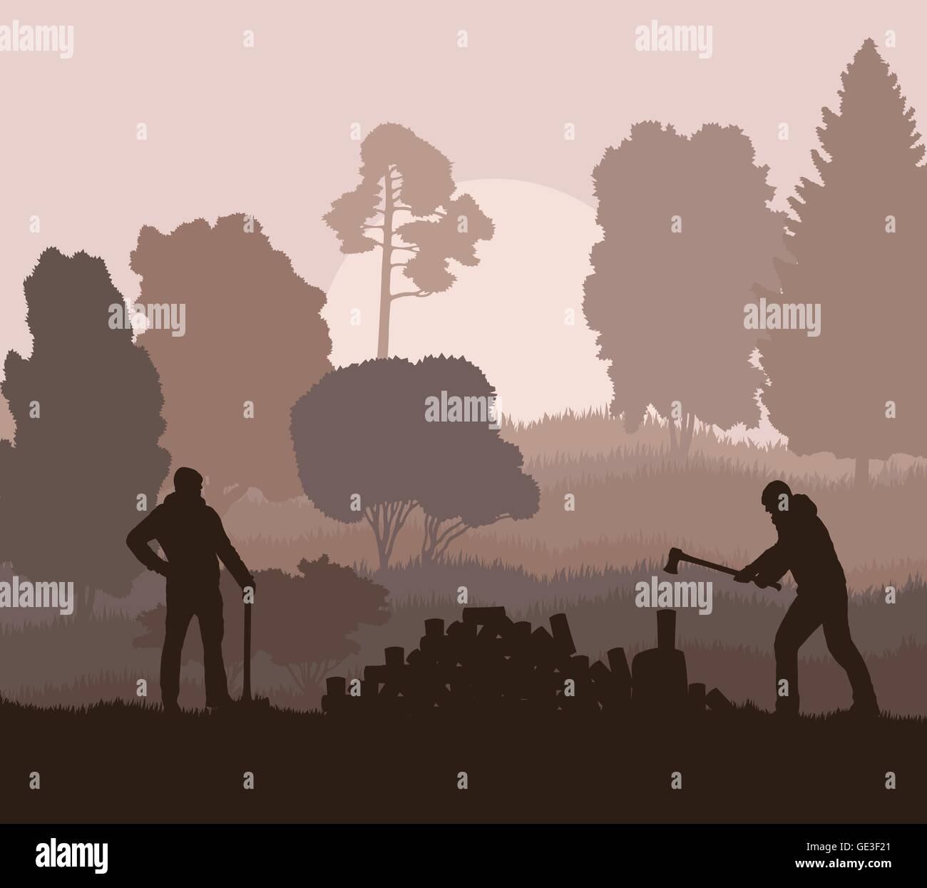 Illustration lumberjack forest holding axe Stock Vector Images - Alamy