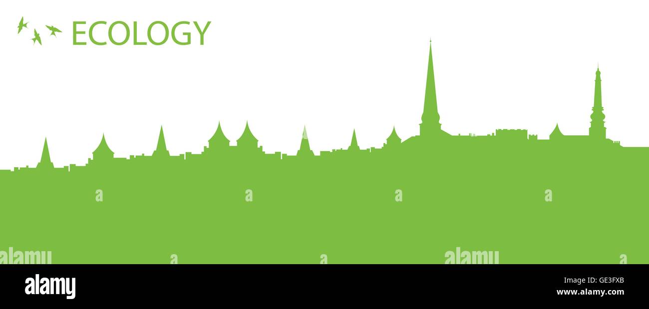 Green eco city ecology vector background concept card for poster Stock ...