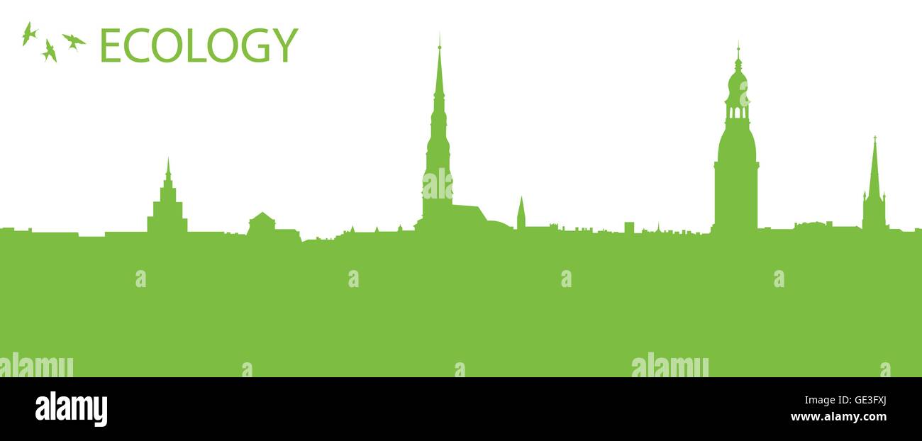 Green eco city ecology vector background concept card for poster Stock ...