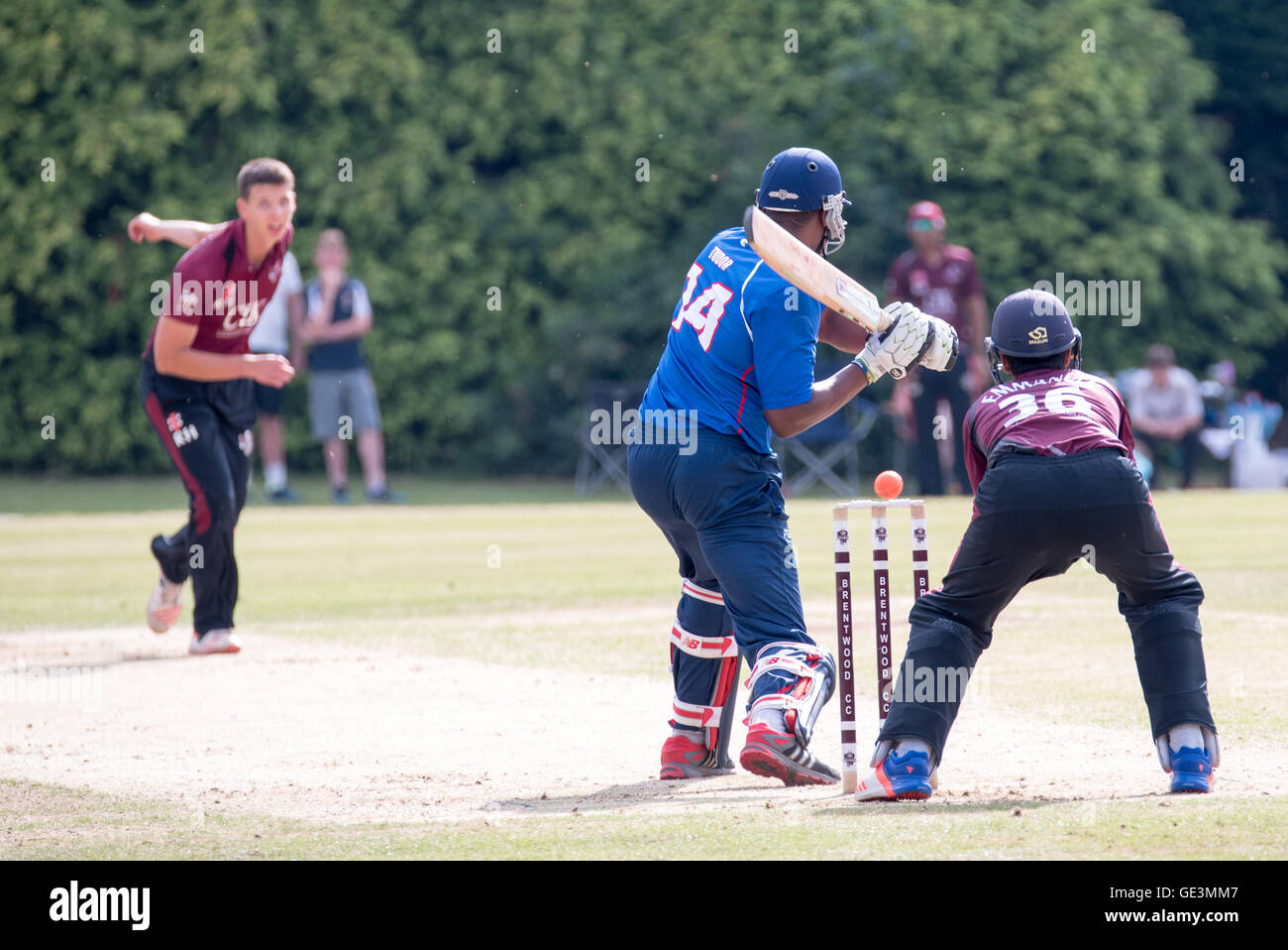 Brentwood, Essex, 22nd July 2016, Brentwood, Essex, 22nd July 2016 Alex Tudor of the PCA English Masters playing against Brentwood Cricket Club Credit:  Ian Davidson/Alamy Live News Stock Photo