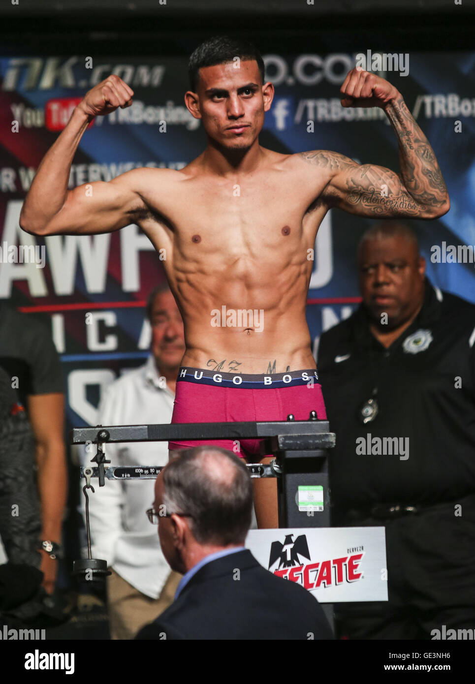 Las Vegas, Nevada, USA. 22nd July, 2016. Jose Benavidez steps on the