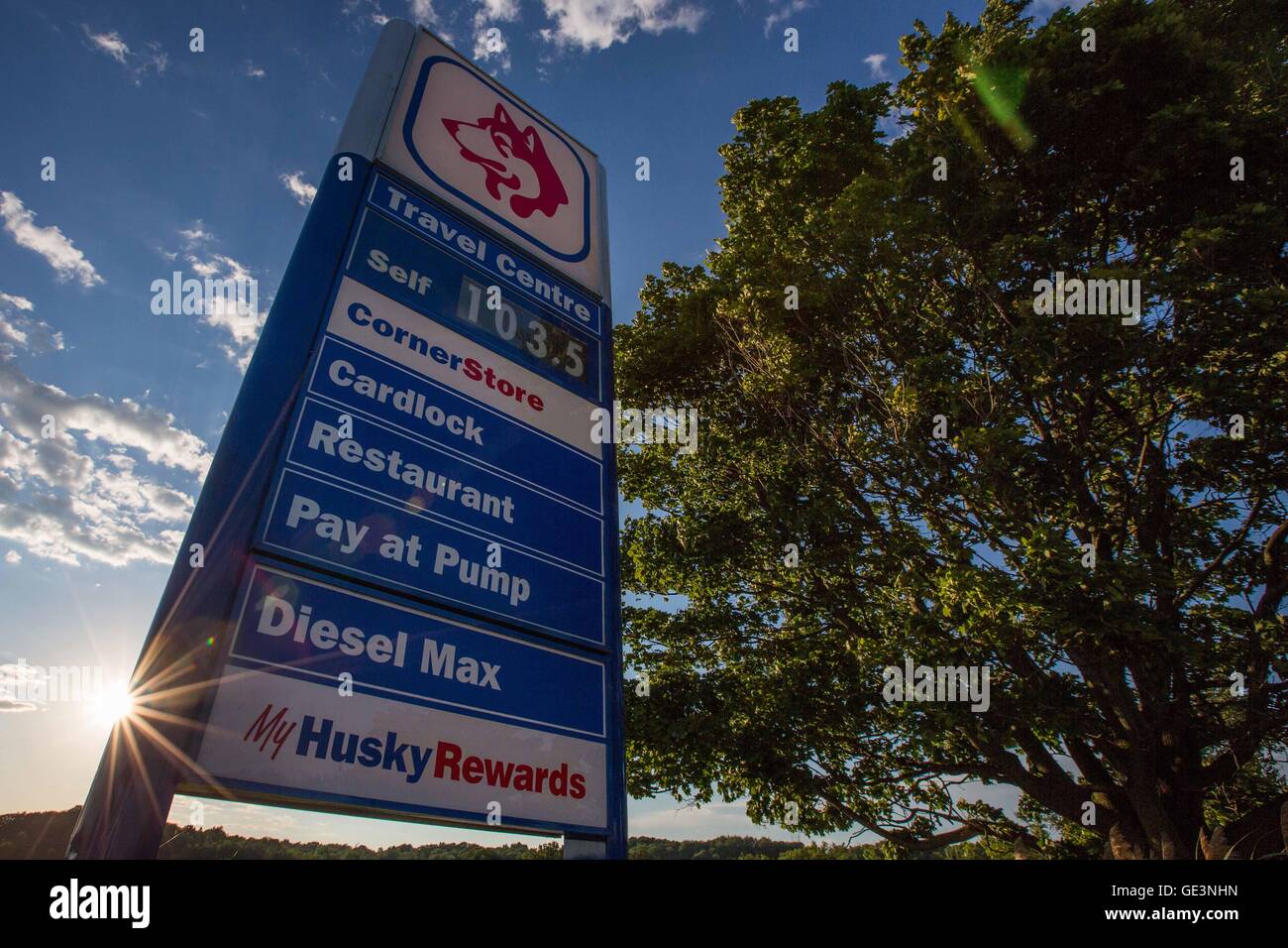 Joyceville, Ontario, Canada. 22nd July, 2016. Husky gas station in