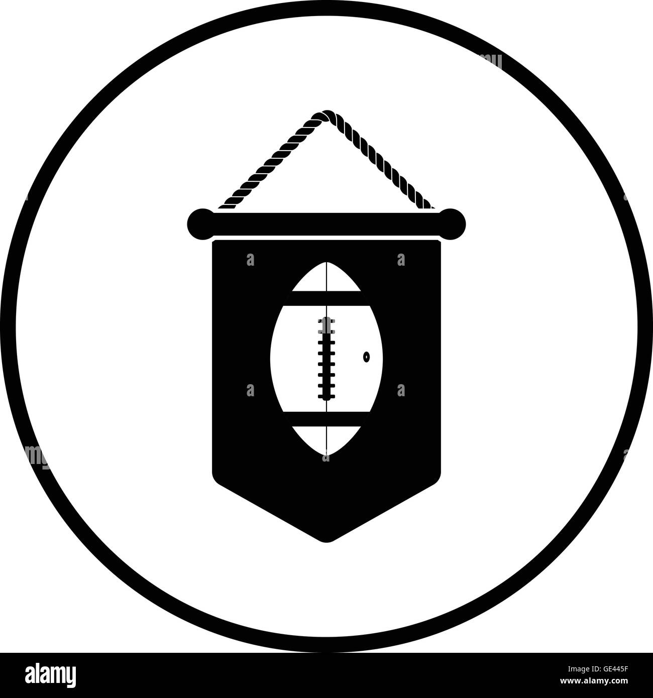 American football pennant icon. Thin circle design. Vector illustration. Stock Vector