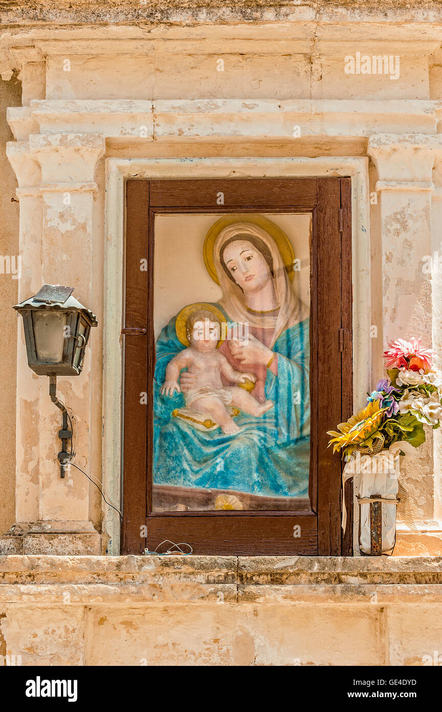 Italy Sicily Noto Agliastrello District Particular, shrine votive Stock Photo