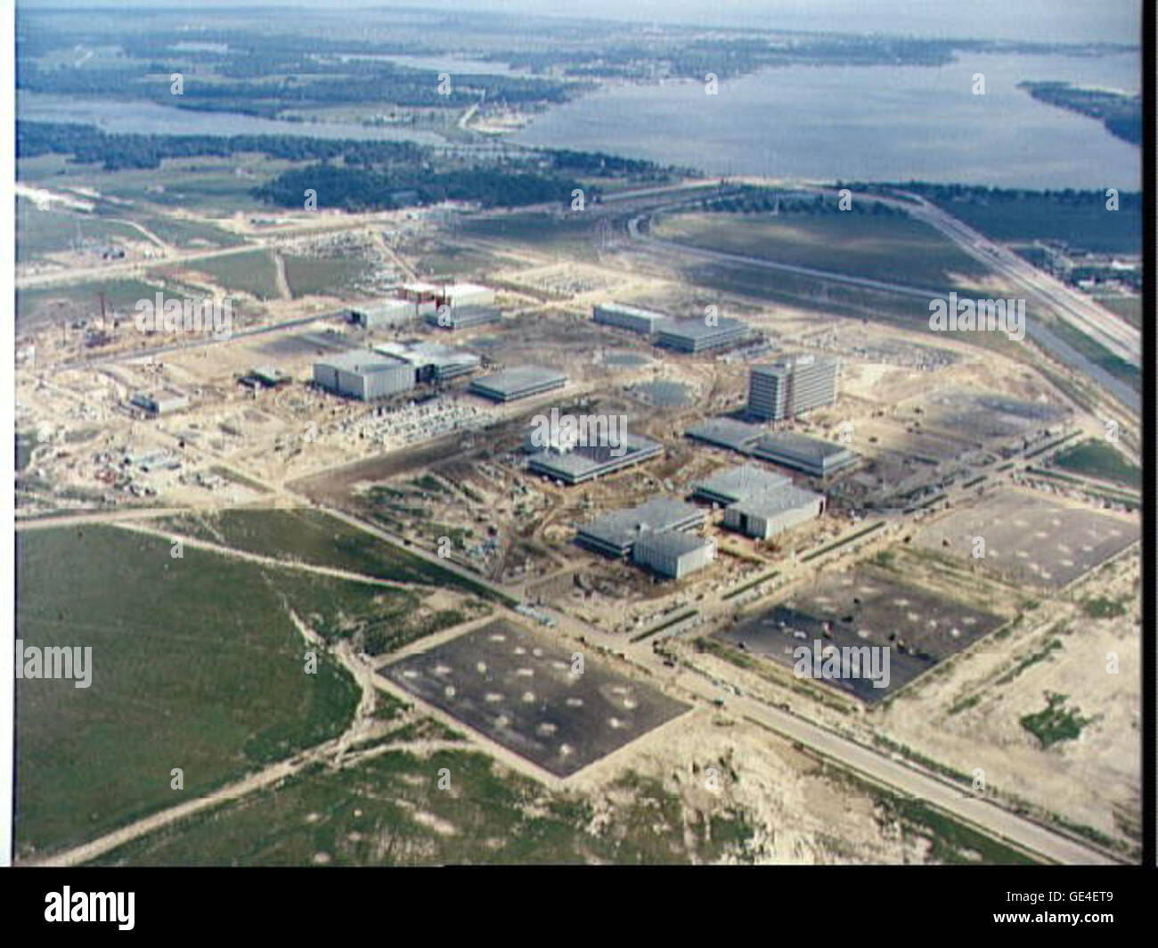 Aerial view of construction progress at the Manned Spaceflight Center 4861716266 o Stock Photo