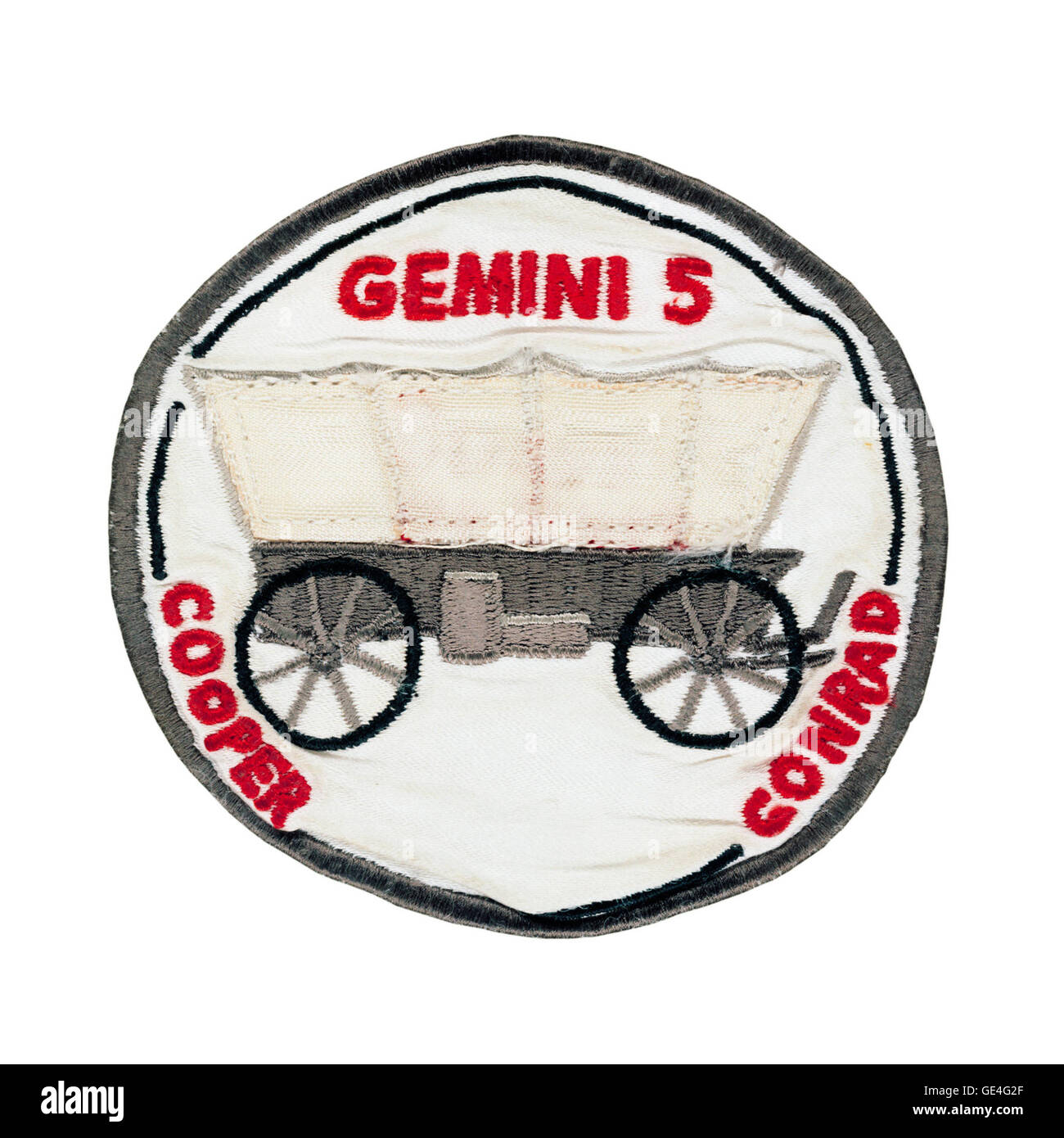 August 21-29, 1965 – 7 days, 22 hours. 55 minutes, 14 seconds Astronauts – L. Gordon Cooper, Jr. (Commander), Charles Conrad, Jr. (Pilot) The objective of the Gemini V mission was to evaluate rendezvous Guidance and Navigation (G&amp;N) system with the radar evaluation pod (REP), and to evaluate the effects of an eight day mission on equipment and the crew. The REP rendezvous was canceled after problems developed with the fuel cell.   www-pao.ksc.nasa.gov/history/gemini/gemini-5/gemini5.htm ( http://www-pao.ksc.nasa.gov/history/gemini/gemini-5/gemini5.htm ) Stock Photo
