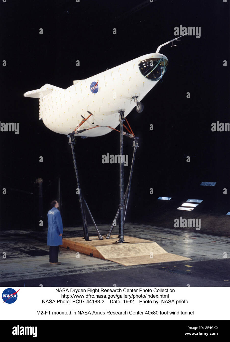M2-F1 mounted in NASA Ames Research Center 40x80 foot wind 4996527638 o Stock Photo