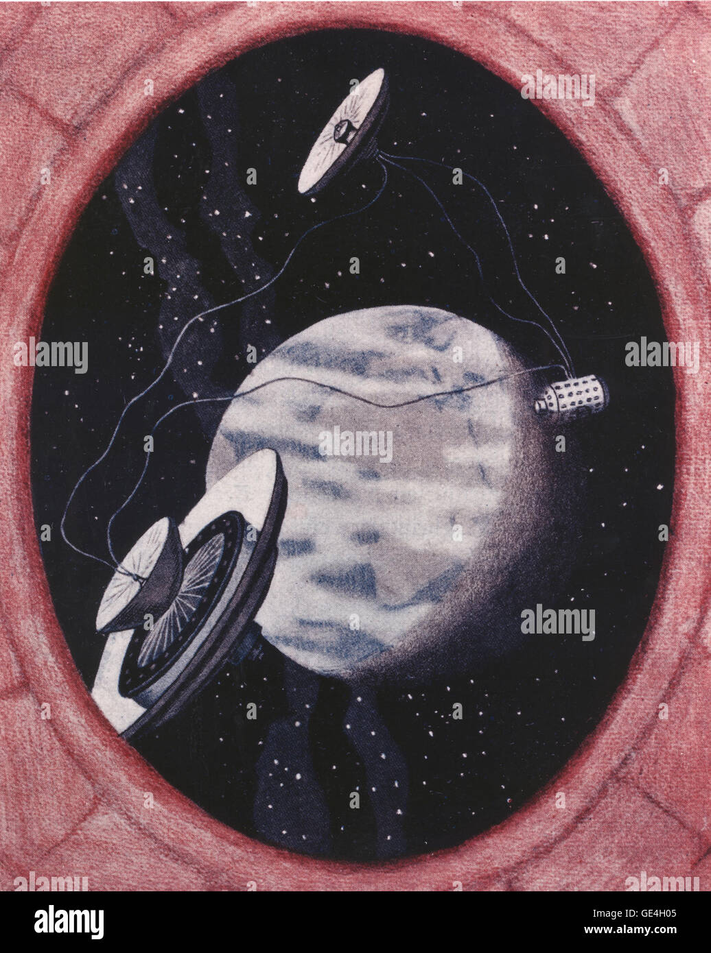 This 1929 Hermann Noordung image depicts a threeunit space station as