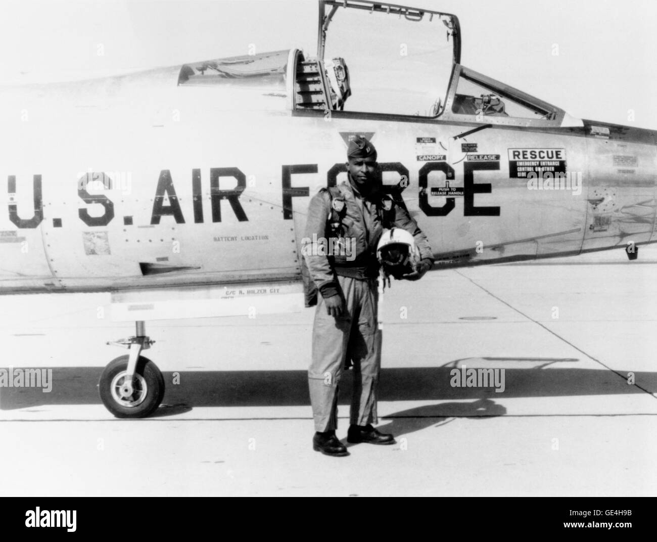 Robert H. Lawrence, Jr., a Captain in the United States Air Force, was chosen for the Manned Orbital Laboratory (MOL), Group III, in 1967, becoming the first African American astronaut candidate. Lawrence died December 8, 1967, in the crash of an F-104 at Edwards Air Force Base, California, with the rank of Major.  Image #: S97-12374 Date: 1967 Stock Photo