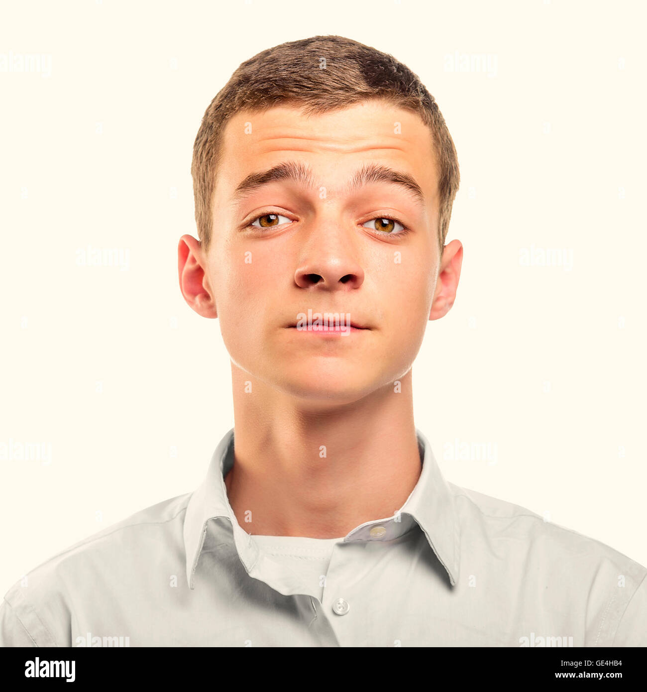 Young man studio portrait. Toned photo. Stock Photo