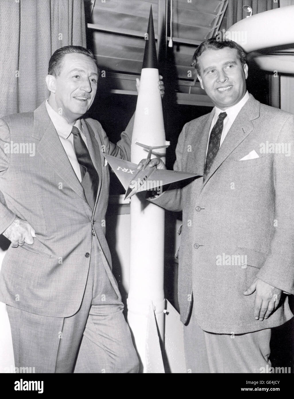 In 1954, Walt Disney visited Dr. Wernher von Braun, a prominent figure in the development of missile and rocket technology. Their collaboration led to several films on space exploration, aimed at educating the public on space science during the early years of the space race. Stock Photo