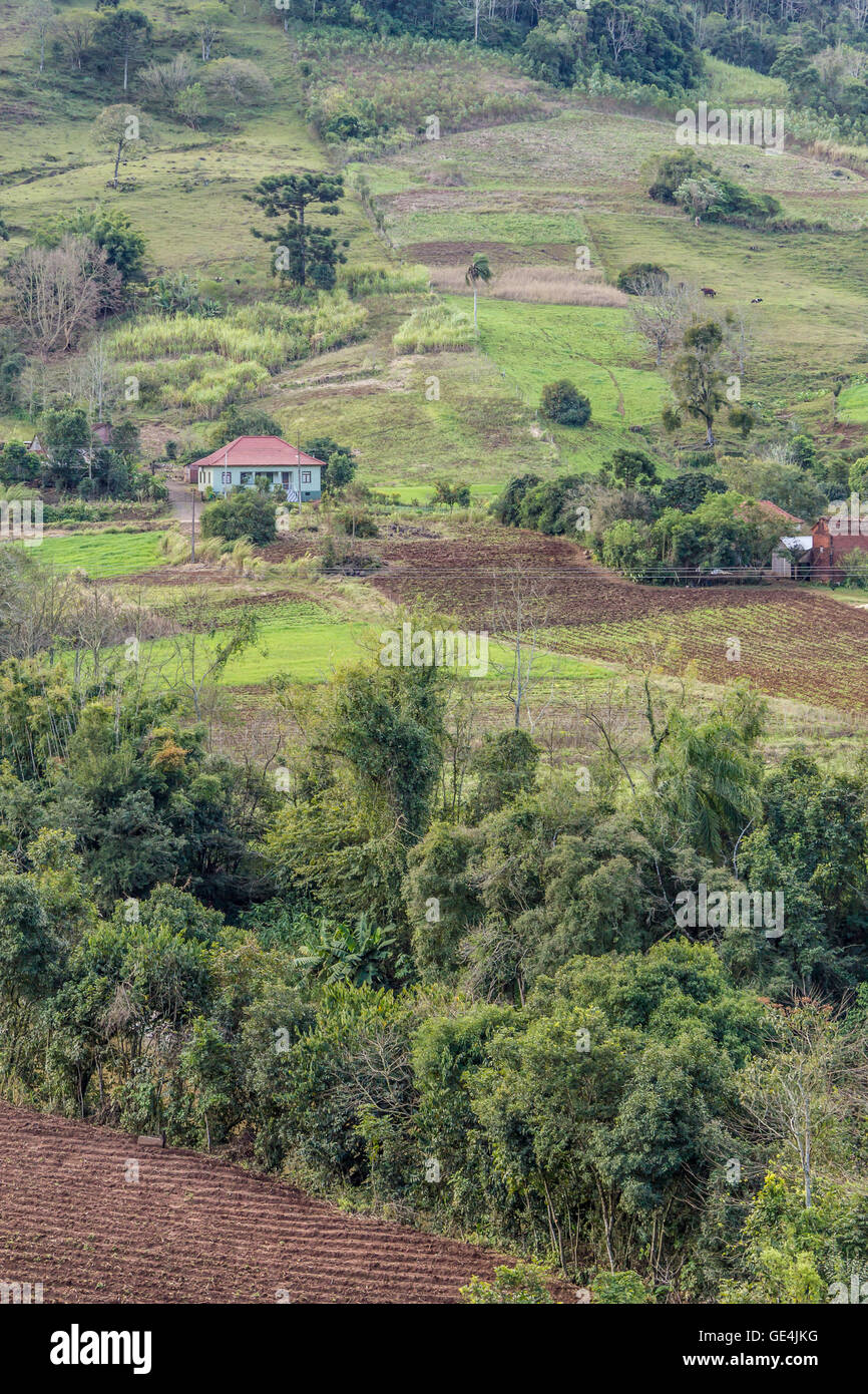 Farm, forest and mountains Stock Photo - Alamy