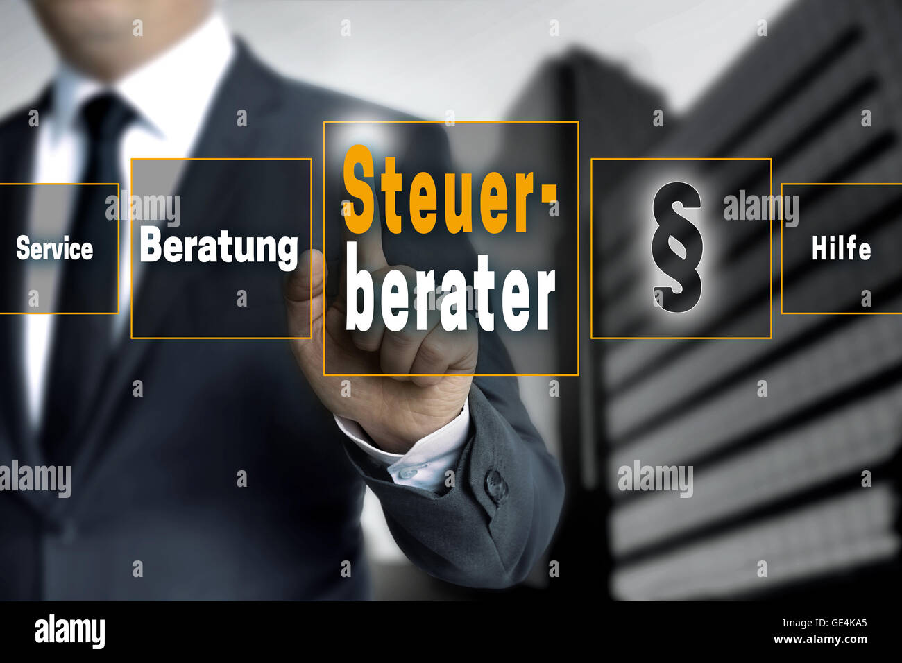 Steuerberater (in german Tax Consultant) touchscreen concept background