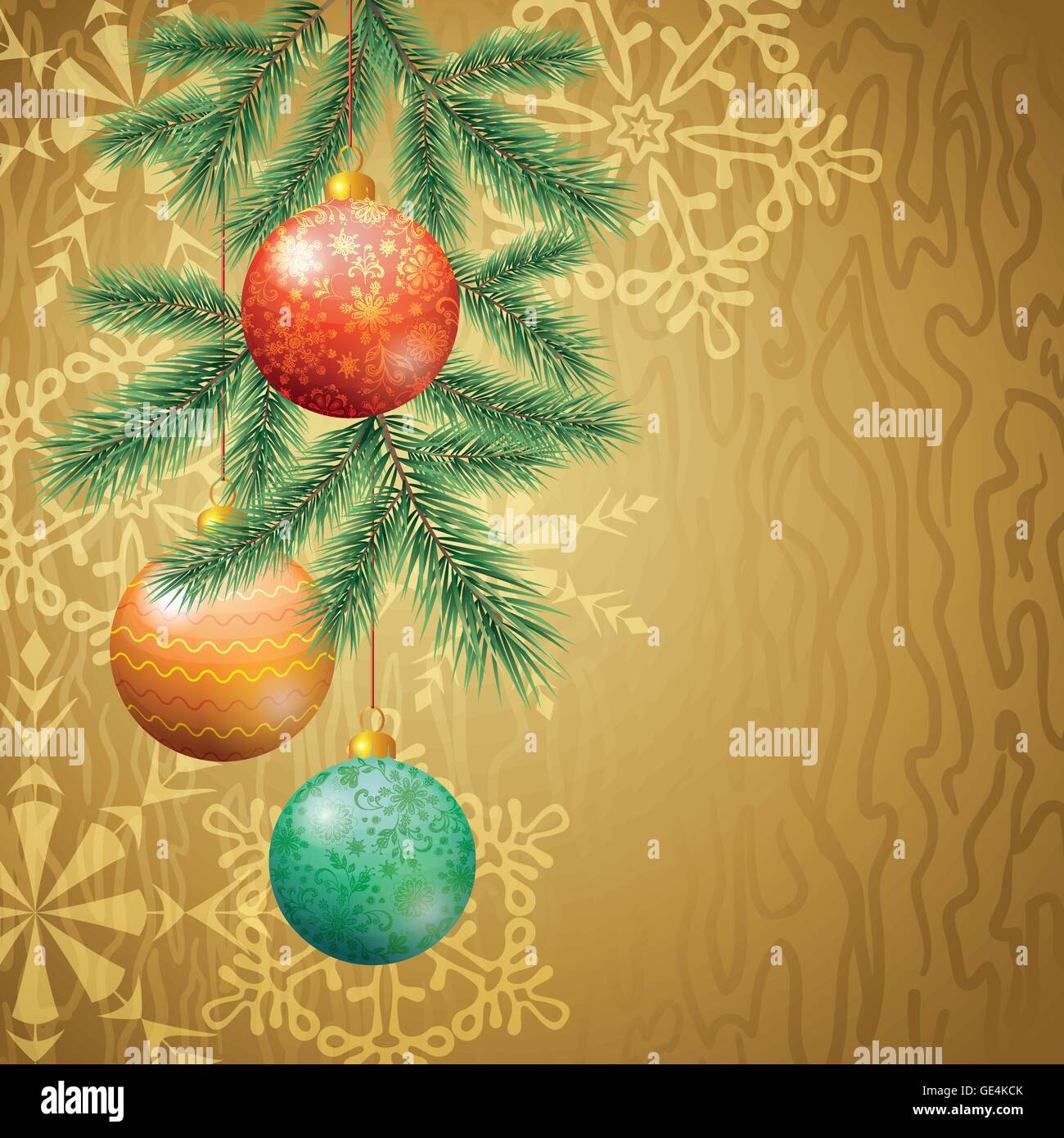Christmas Background with Fir and Balls Stock Vector Image & Art - Alamy