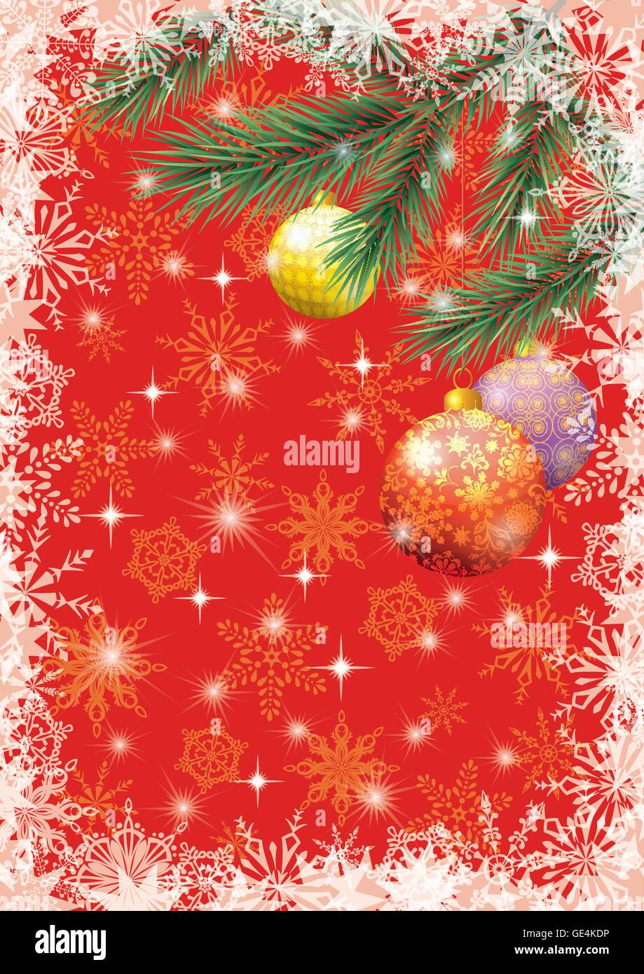 Christmas Background with Fir and Balls Stock Vector Image & Art - Alamy