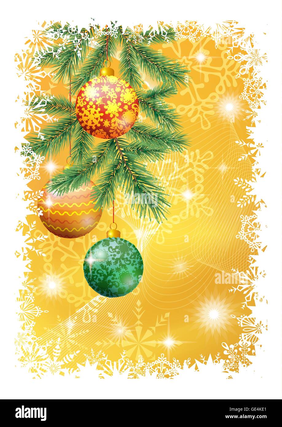 Christmas Background with Fir and Balls Stock Vector Image & Art - Alamy