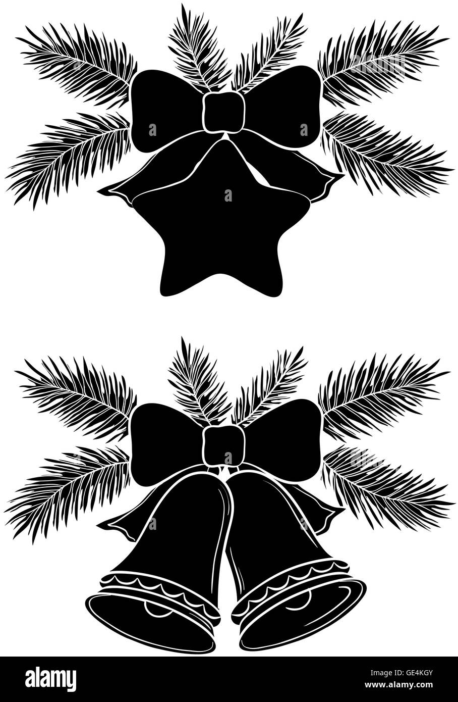 Christmas bells and star Stock Vector