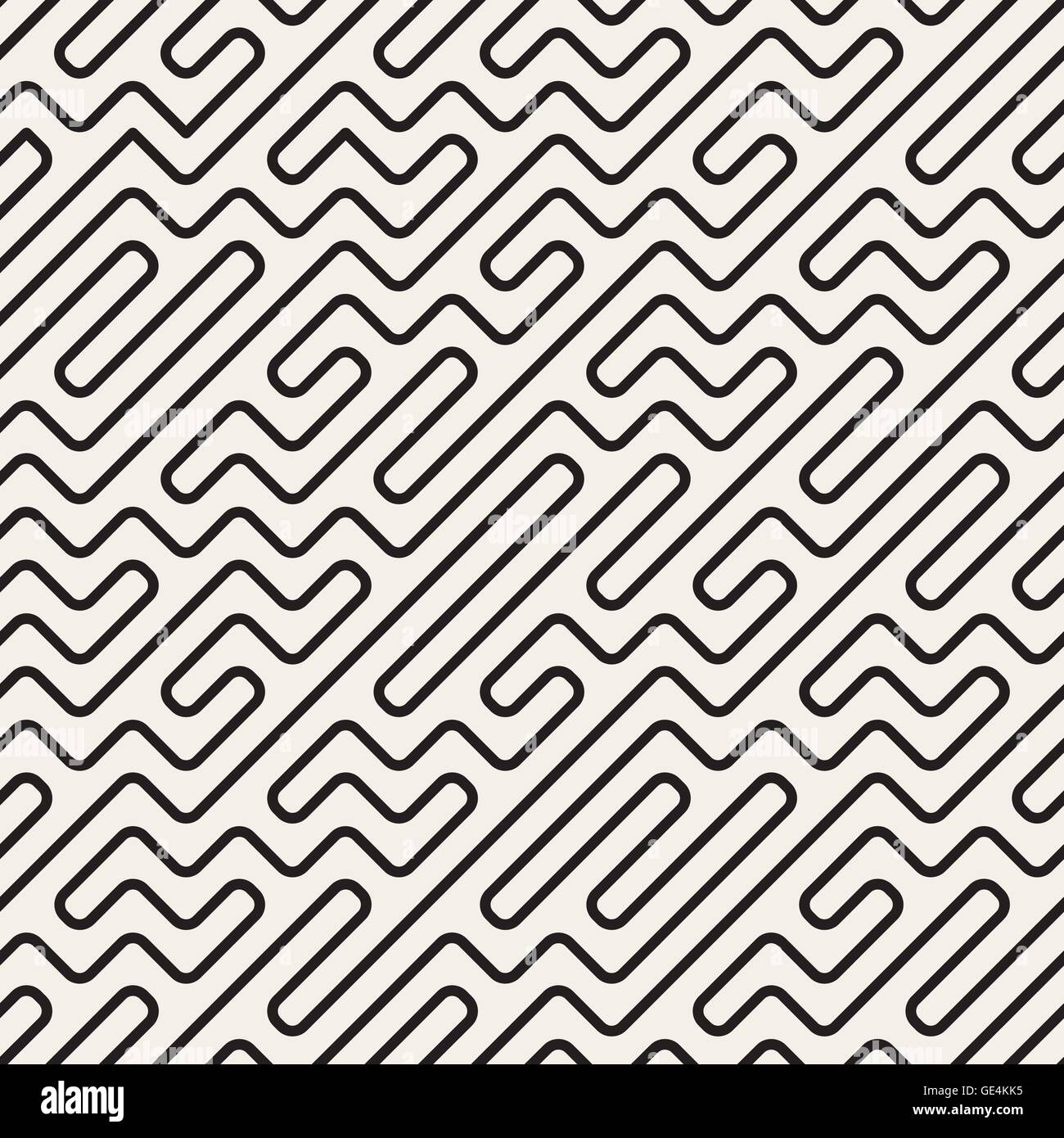 Vector Seamless Black And White Geometric Rounded Maze Lines Pattern ...