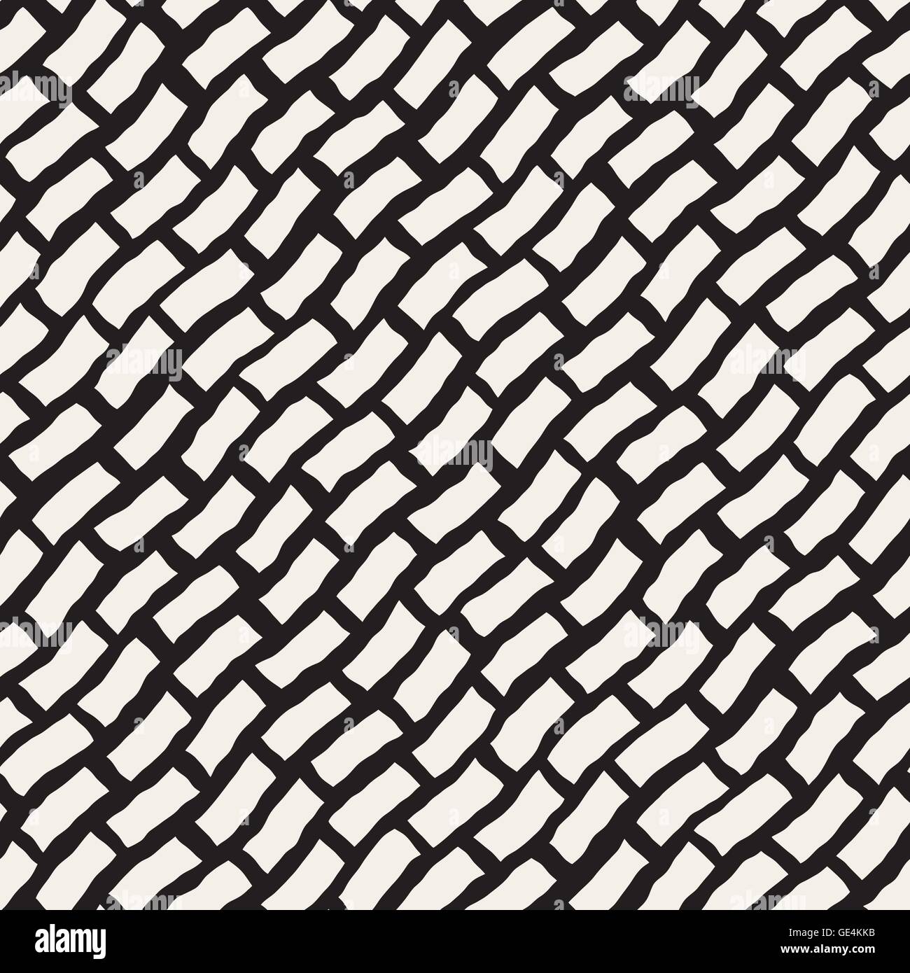 Vector Seamless Black And White Hand Drawn Diagonal Rectangles Pattern ...