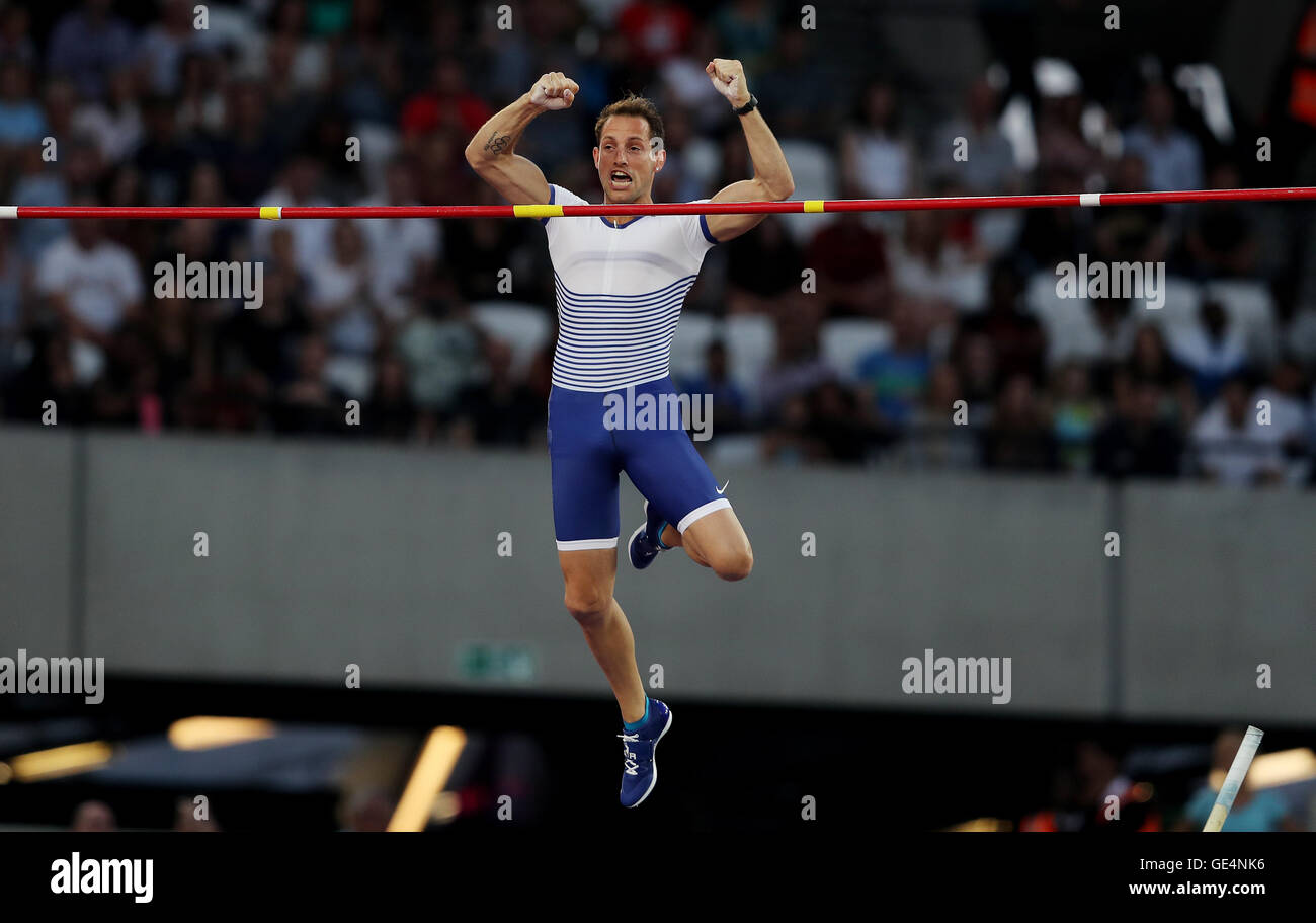 France's Renaud Lavillenie in the Pole Vault during day one of the