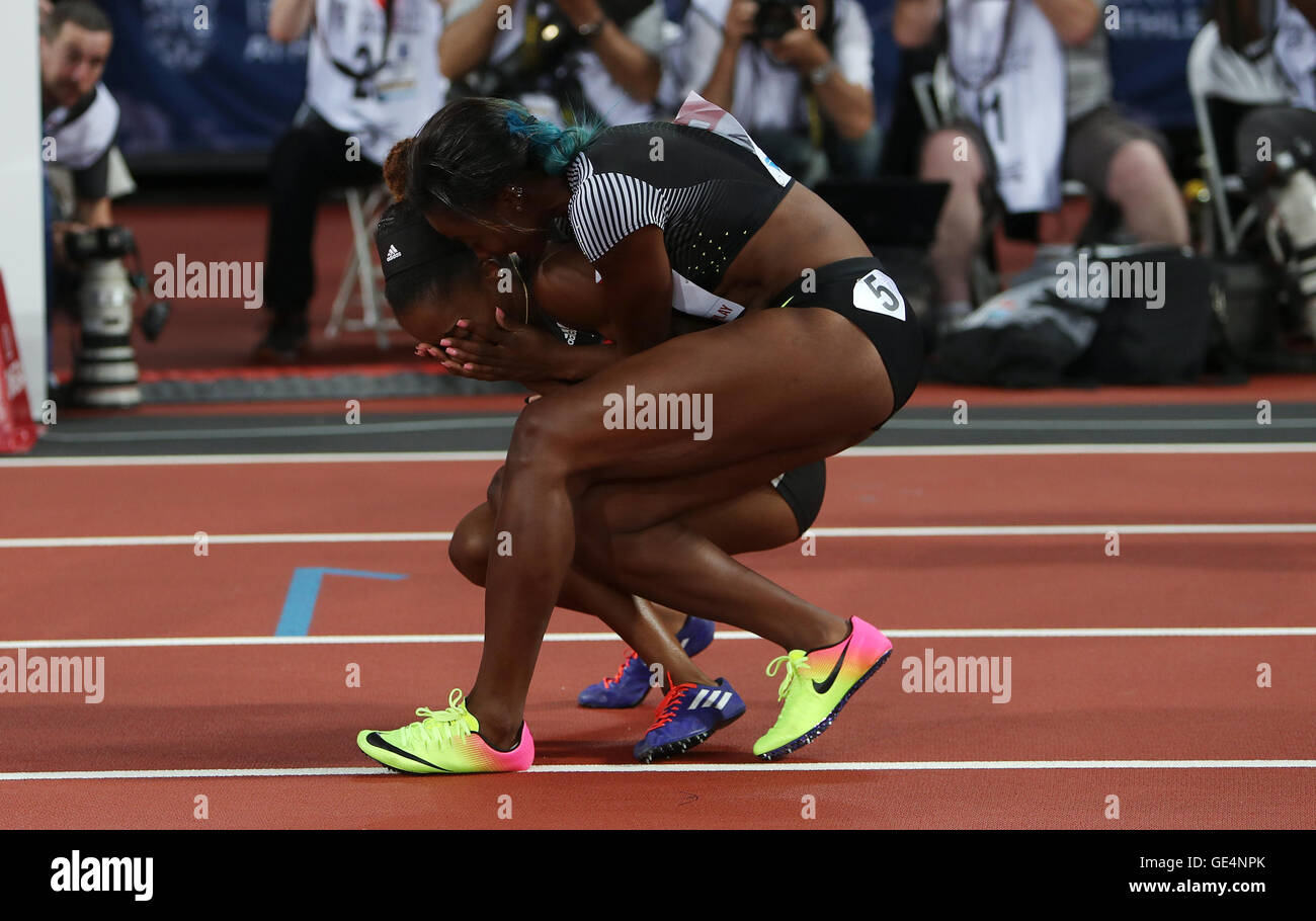 USA's Kendra Harrison reacts after setting a new world record in the ...