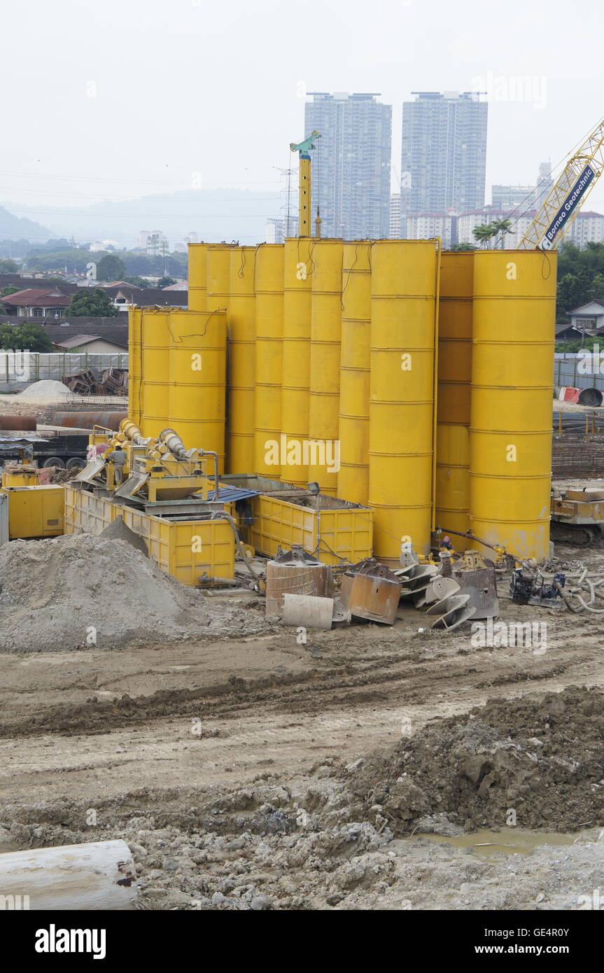 storage tanks at a construction site in Malaysia Stock Photo Alamy